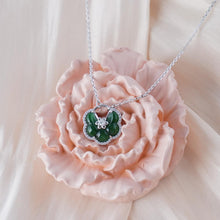 Load image into Gallery viewer, 【Pendant Necklace】S925 Sterling Silver Green Jade Flower Pendant with Zirconia Accents, Vintage Floral Jewelry, Elegant Daily Gift for Women
