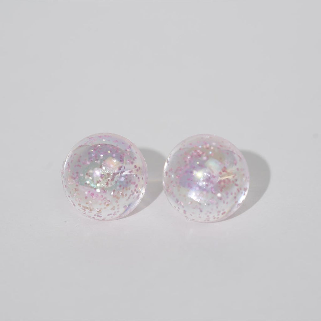 【Stud Earrings】Pink Sparkle Clear Sphere Dreamy Crystal - Like Earrings