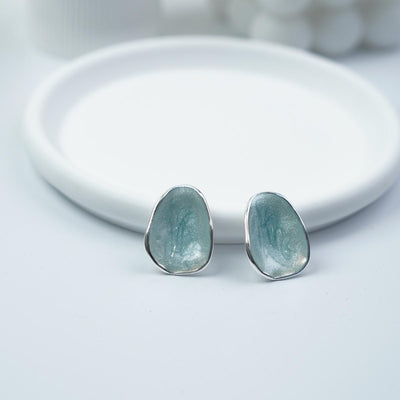 【Stud Earrings】Light Green Shiny Irregular Earrings, Minimalist, Fresh & Charming for Women