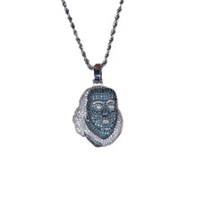 Charger l&#39;image dans la galerie, YOSZO Hip Hop 18K White Gold Plated Iced Out Cubic Zirconia Blueface Pendant Necklace with Rope Chain for Men