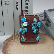 Load image into Gallery viewer, 【Drop Earrings】Silver &amp; Oceanic Natural Accent Earrings - Blue Stone &amp; Mother-of-Pearl Layers - Seaside-Inspired Textured Elegance for Women