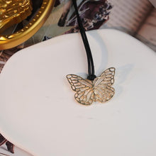 Load image into Gallery viewer, 【Pendant Necklace】 Gold-Tone Butterfly Hollow-Out Pendant with Black Cord Necklace for Women - Elegant Lightweight Design, Everyday Versatile Jewelry