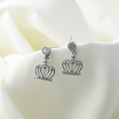【Drop Earrings】Zircon Inlaid Crown Drop Earrings, Elegant & Sparkly, Ideal for Women Loving Delicate Style