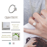 Cincin Bersalut Perak, Rekaan Bunga, Kelopak Enamel Berwarna-warni, Comel dan Manis, Untuk Gadis Muda stainless  steel  ring
