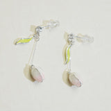 Anting-anting Jatuh, Rekaan Tulip Putih, Enamel, Aci Hijau, Aksen Zirkon, Gaya Romantik, Untuk Wanita