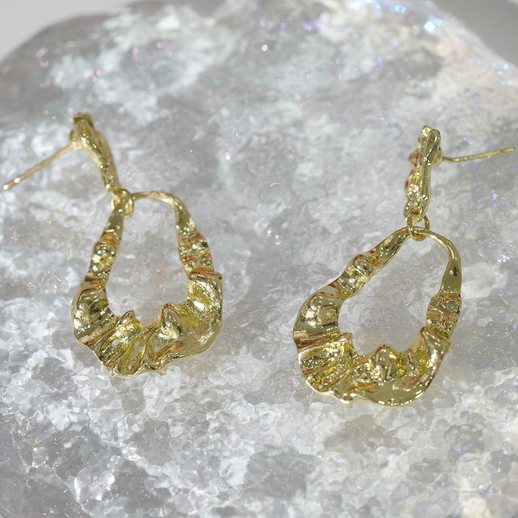 Subang Gelung, Bersalut Emas, Rekaan Aliran Abstrak, Subang Kenyataan, Untuk Pencinta Fesyen Trendi Earrings Jewelry
