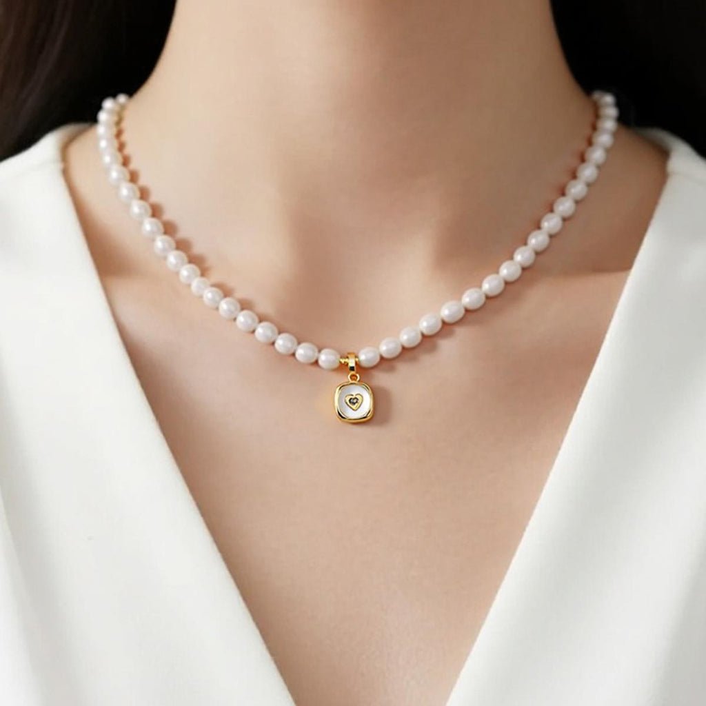 【Pendant Necklace】Natural Pearl Necklace with Copper-Cover Pearl Pendant, Classic Elegant Gift for Women, Romantic Pendant Necklace