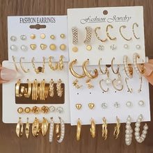 Laden Sie das Bild in den Galerie-Viewer, 36 Piece Set of Popular Fashion Temperament Personality Imitation Pearl Fried Dough Twists  Luxury High-End Female Earrings