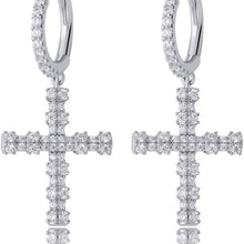 Load image into Gallery viewer, YOSZO Cross Hoop Dangle Earrings 925 Sterling Silver 5A+ Cubic Zirconia 14K Gold Hypoallergenic Cross Hoop Cuff Huggie Drop Earrings For Men Women