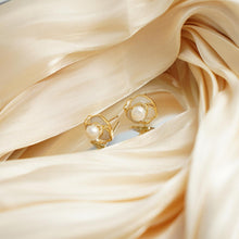 Load image into Gallery viewer, 【Stud Earring】Golden Floral Elegant Natural Pearl Stud Earring with Silver Post, Perfect Gift for Lover
