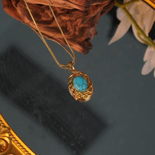 Load image into Gallery viewer, 【Necklace】Vintage-Inspired Golden Chain with Turquoise Pendant , Perfect for Retro &amp; Casual Styles