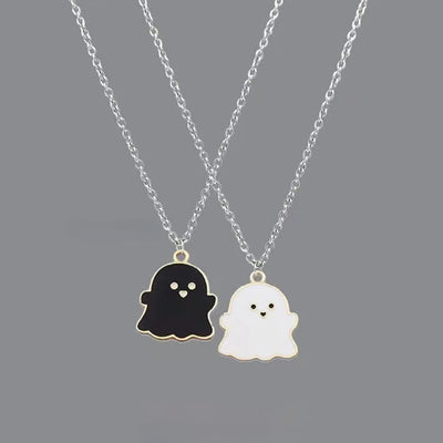 Cute Cartoon Ghost Friendship Couple Pendant Necklaces for Korean Fashion Female Men Best Friend Lovely Women Necklaces Jewelry