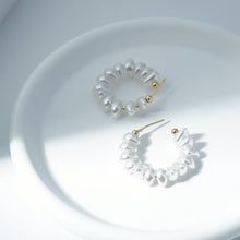 Load image into Gallery viewer, 【Hoop Earrings】Pearl-White Alloy Plated Gold Earrings, Delicate &amp; Chic Daily for Fashion Ladies.