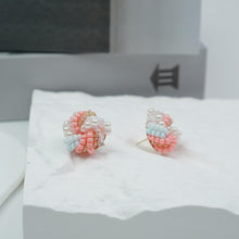 Load image into Gallery viewer, 【Stud Earrings】Handmade Pink &amp; Light Blue Resin Beads Earrings, Sweet Floral Cluster, Cute Gift for Girls