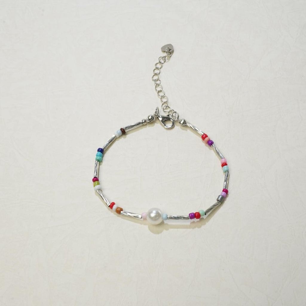 Gelang Manik, Manik Berwarna-warni, Mutiara Bergaya dan Playful, Gelang Beraksen, Sesuai untuk Pakaian Harian Muda