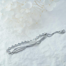 Load image into Gallery viewer, Elegant Silver-Tone Crystal Bracelet with Adjustable Chain, Dainty Layering Jewelry for Women