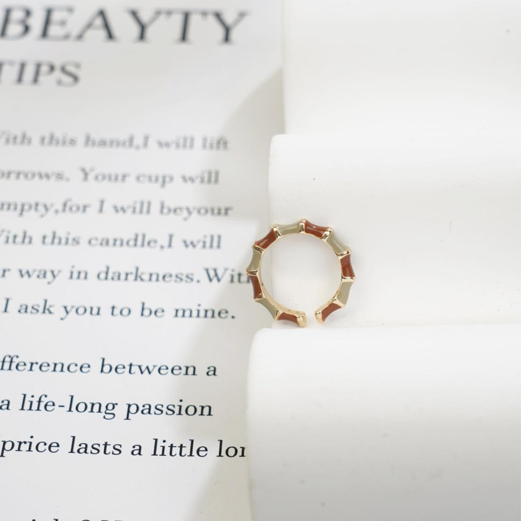 Cincin Terbuka Tangkai Buluh, Barang Kemas Enamel Aloi, Estetika Oriental, Reka Bentuk Unik, Untuk Pencinta Fesyen Jewelry Rings stainless  steel  ring