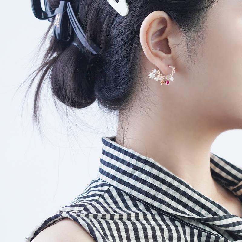 【Hoop Earrings】Alloy Zircon Pearl Gold-Plated Multi-Design Drop Earrings w/ Red Green Accents Statement Fashion Elegant Comfortable Women's Jewelry