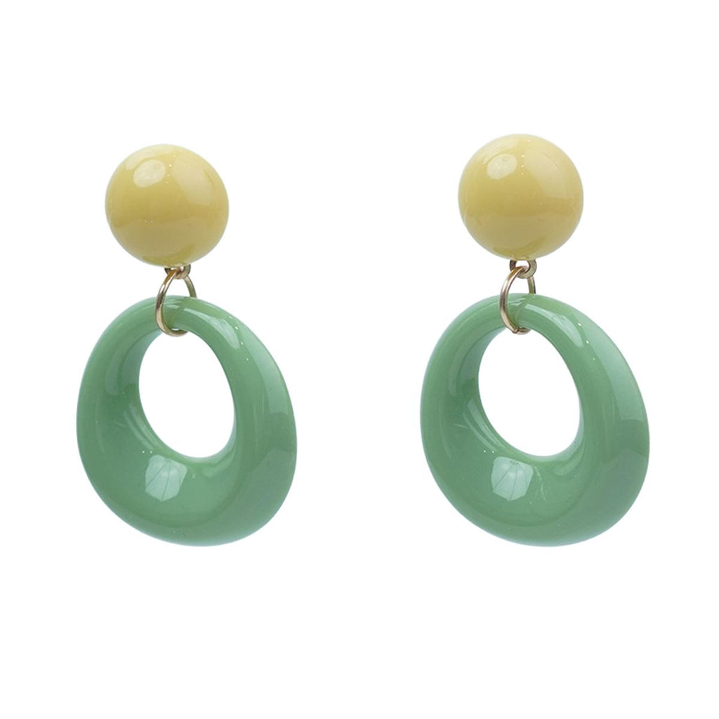 Drop Earrings with Double Layer Colorful Resin Ball & Hoop Design,Trendy Jewellery for Women