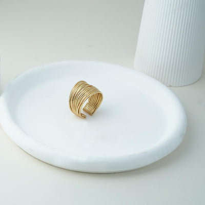 【Open Ring】Gold/Silver Plated Copper Multi Layer Wrap Ring, Edgy Modern Style, Trendy Statement for Ladies