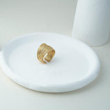 【Open Ring】Gold/Silver Plated Copper Multi Layer Wrap Ring, Edgy Modern Style, Trendy Statement for Ladies