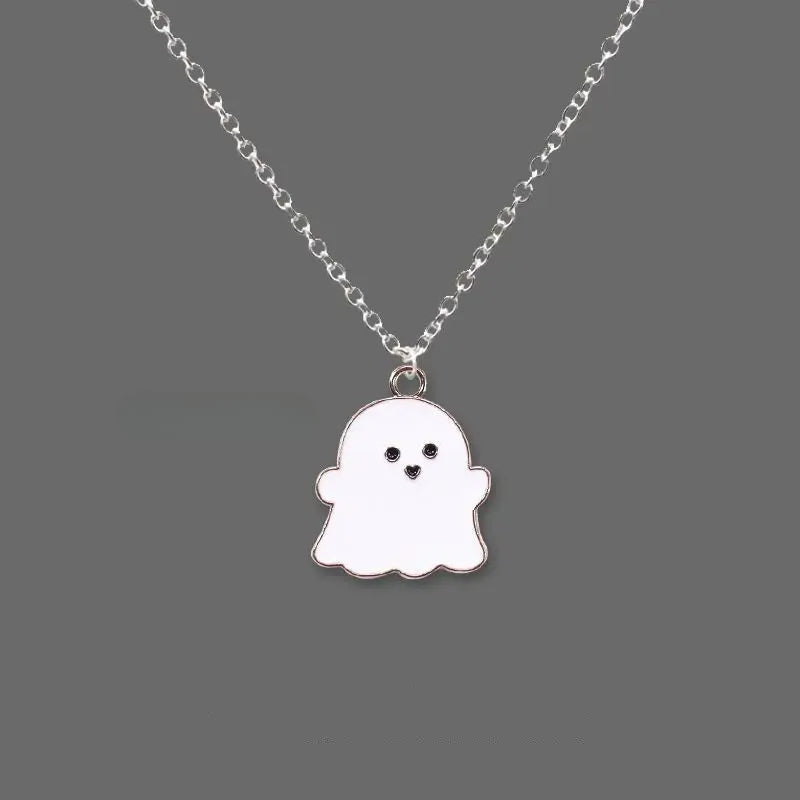 Cute Cartoon Ghost Friendship Couple Pendant Necklaces for Korean Fashion Female Men Best Friend Lovely Women Necklaces Jewelry