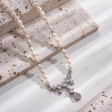 Load image into Gallery viewer, 【Pendant Necklace】Copper Chain Natural Pearl Bead Pendant Necklace with Zirconia Accent, Fashion Accessory for Ladies, Perfect Gift for Birthday or Dating