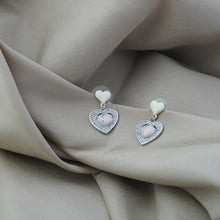 Load image into Gallery viewer, 【Drop Earrings】Pink Peach &amp; Love Heart Earrings with Zircon , Sweet &amp; Playful Style for Young Girls