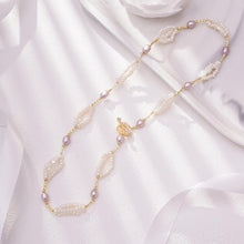 Load image into Gallery viewer, 【Necklace】Copper Chain Purple and White Natural Freshwater Pearl Necklace, Cupid&#39;s arrow Clasp, Love Necklace, Perfect Dating Gift