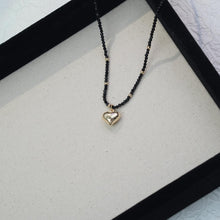 Load image into Gallery viewer, 【Pendant Necklace】Black Bead Necklace with Gold Plated Heart Pendant, Modern Minimalist Jewelry for Women