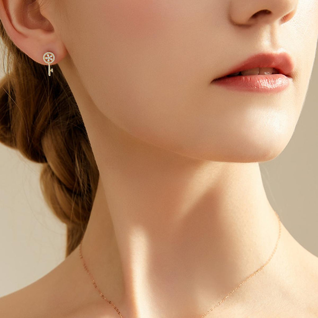 【Stud Earrings】Key & Lock Zircon Stud Earrings, Romantic & Sparkly, Perfect for Women Loving Delicate Styles