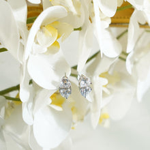 Load image into Gallery viewer, Heart Stud Earrings Silver-Tone Metal Crystal Zirconia Three-Prong Setting Minimalist Romantic Jewelry for Women
