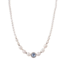 Load image into Gallery viewer, 【Necklace】Aquamarine Stone Accent Silver Chain Natural Freshwater Pearl Necklace, Perfect Gift for Women, Best Dating Wear