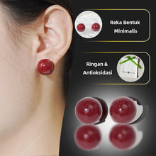 Load image into Gallery viewer, Anting-anting Stud Bulat, Bahan Resin Burgundy, Reka Bentuk Minimalis, Elegan, Sesuai untuk Pakaian Harian atau Bergaya