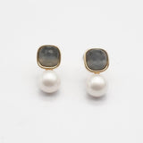 【Drop Earrings】Cat's Eye Pearl Earrings, Vintage Square Design, Trendy Fashion for Women