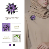 Kerongsang besar bahu Bunga, Mekar Tengah Malam, Aksen Permata Ungu dan Hitam, Keanggunan Mempesonakan, Untuk Wanita Gelap Amethyst Perhiasan