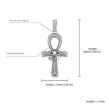 Carica l&#39;immagine nel visualizzatore di Gallery, YOSZO Hip Hop Iced Out Cross Pendant Necklace Horus Eye Ankh Cross Ankh Key Pendant for Men