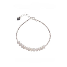 Load image into Gallery viewer, 【Bracelet】Natural Freshwater Pearl Silver Textured Bracelet for Women Elegant Daily Wear Pearl Jewelry Gift