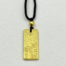 Charger l&#39;image dans la galerie, Vietnam Sand Gold Rectangular Pendant Necklace - Gold Pendant Chinese Pattern  Rantai Hadiah Unisex