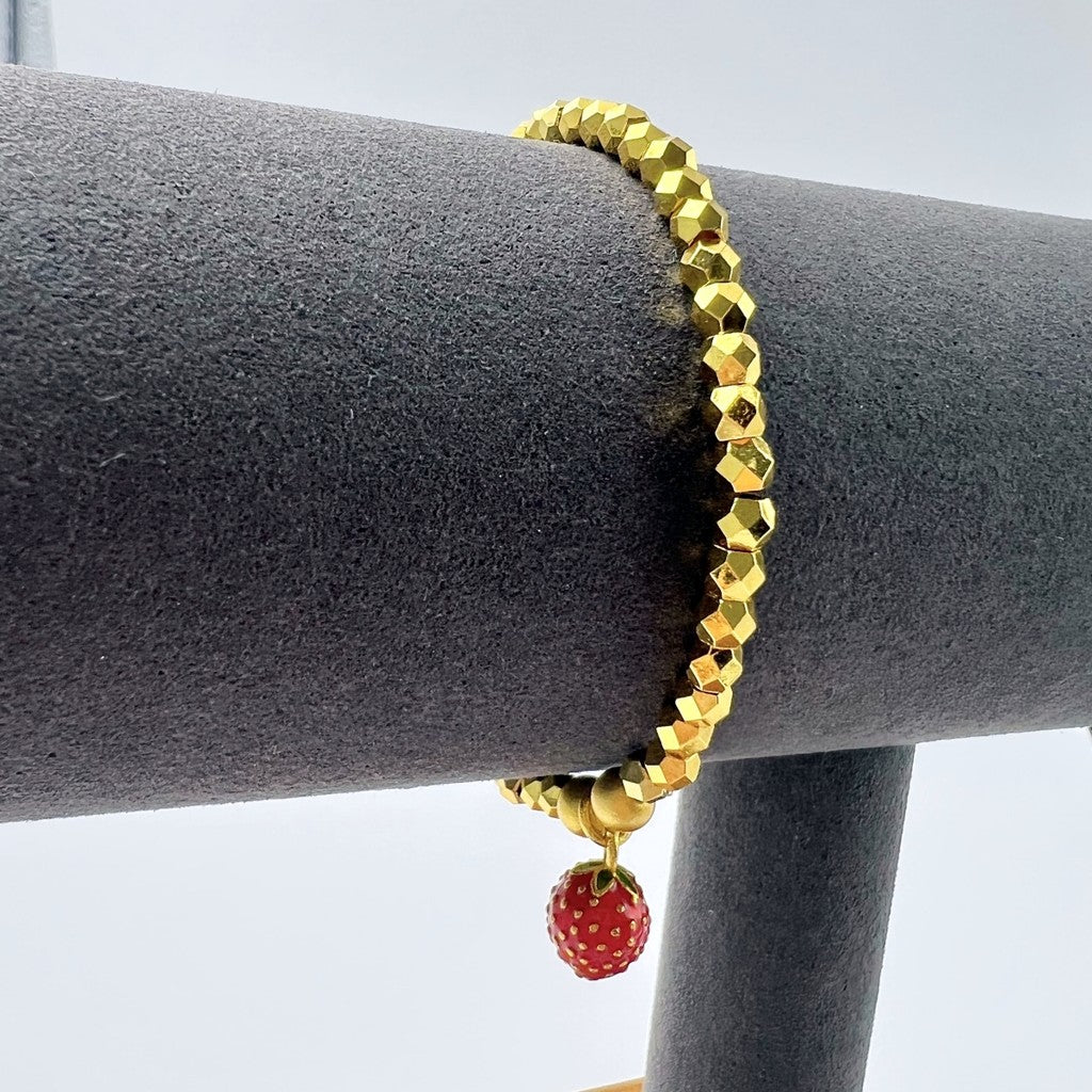 Strawberry Gold Bracelet for Kids & Teens - Adjustable Hypoallergenic Jewelry  Birthday/Children's Day Gift with Free Velvet Box