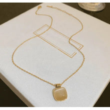 Load image into Gallery viewer, Stylish Gold Chain Necklace with Open Rectangular Pendant &amp; Sparkling White Gem – Perfect Minimalist Accessory for Any Occasion
