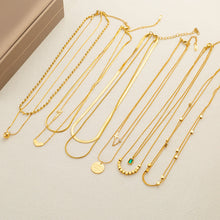 Charger l&#39;image dans la galerie, Titanium Steel Pendant Necklace | Hypoallergenic Gold Chain with Zircon &amp; Shell Charms | 45cm Adjustable for Daily/Gift