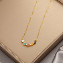 Charger l&#39;image dans la galerie, Titanium Steel Pendant Necklace | Hypoallergenic Gold Chain with Zircon &amp; Shell Charms | 45cm Adjustable for Daily/Gift