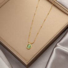 Charger l&#39;image dans la galerie, Titanium Steel Pendant Necklace | Hypoallergenic Gold Chain with Zircon &amp; Shell Charms | 45cm Adjustable for Daily/Gift