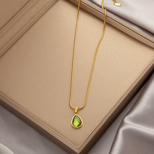 Charger l&#39;image dans la galerie, Titanium Steel Pendant Necklace | Hypoallergenic Gold Chain with Zircon &amp; Shell Charms | 45cm Adjustable for Daily/Gift
