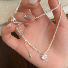 Load image into Gallery viewer, Charming Silver Chain Necklace with Round Crystal Pendant – Elegant Jewelry for Everyday Wear