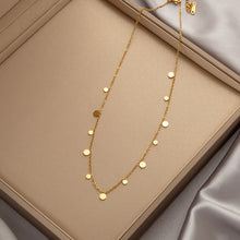 Charger l&#39;image dans la galerie, Titanium Steel Pendant Necklace | Hypoallergenic Gold Chain with Zircon &amp; Shell Charms | 45cm Adjustable for Daily/Gift