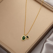 Charger l&#39;image dans la galerie, Titanium Steel Pendant Necklace | Hypoallergenic Gold Chain with Zircon &amp; Shell Charms | 45cm Adjustable for Daily/Gift
