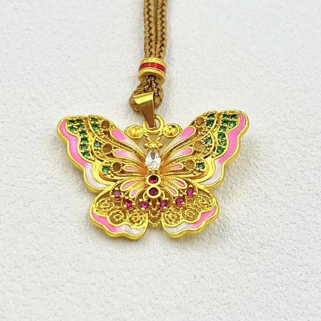 Vietnam Gold Butterfly Necklace Pandent Muslim Friendly Gift Accessory - High Quality Gift for Everyday Wear