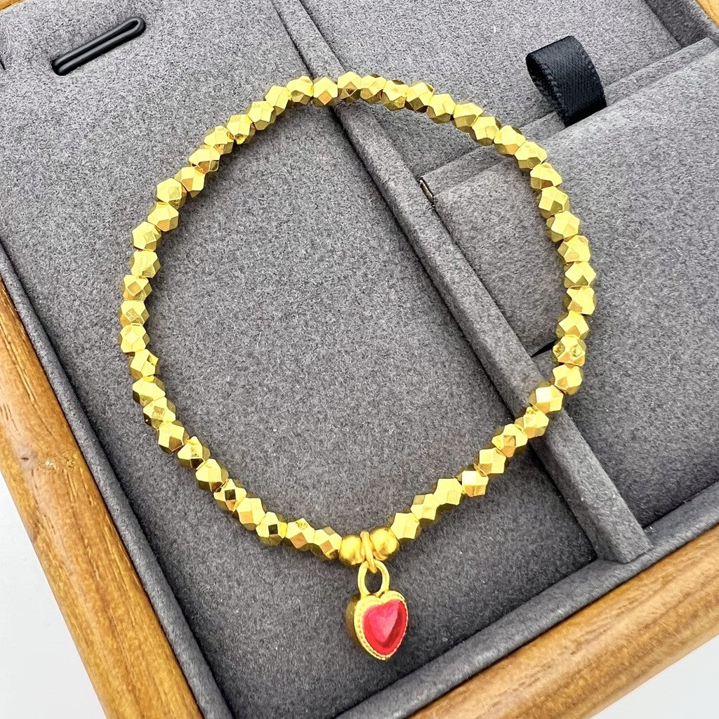Elegant Vietnam Placer Gold Heart Bracelet ️ Gift for Anniversary  - Free Exclusive Box!